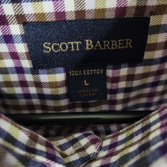 Scott Barber Mens Long Sleeve Gingham Pattern Button Down Shirt Size Large - Picture 6 of 6
